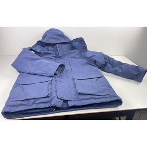 VINTAGE EDDIE BAUER HEAVY GOOSE DOWN HOODED PARKA JACKET MEDIUM BLUE